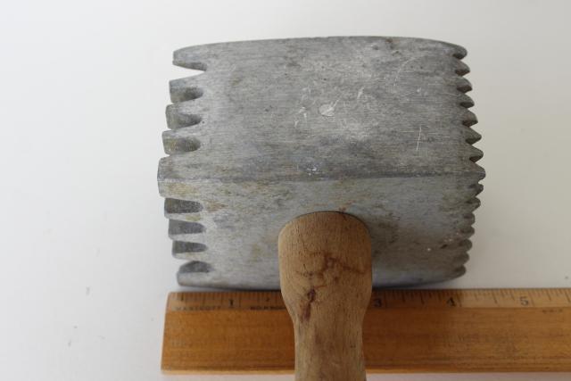 photo of BIG old kitchen mallet, vintage ice breaker or meat hammer masher tenderizer #3