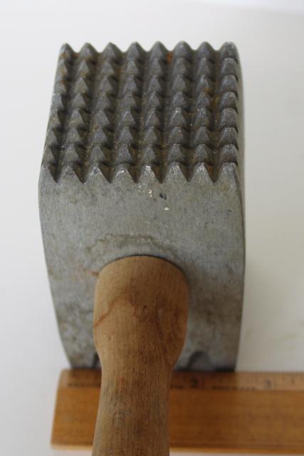 photo of BIG old kitchen mallet, vintage ice breaker or meat hammer masher tenderizer #4