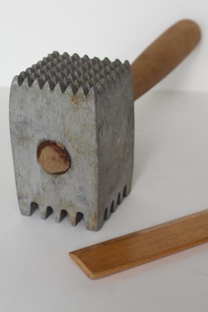 photo of BIG old kitchen mallet, vintage ice breaker or meat hammer masher tenderizer #5