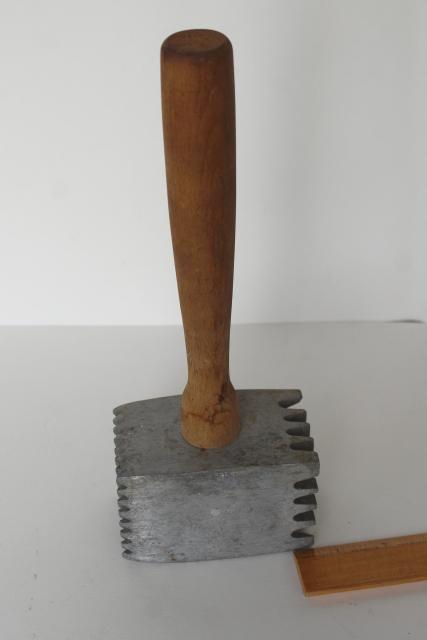 photo of BIG old kitchen mallet, vintage ice breaker or meat hammer masher tenderizer #6