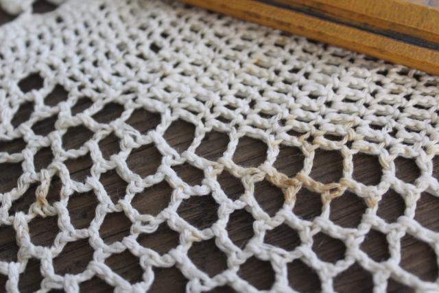 photo of BIG round lace doily, 70s vintage hippie bohemian style crochet mandala w/ fringe #6