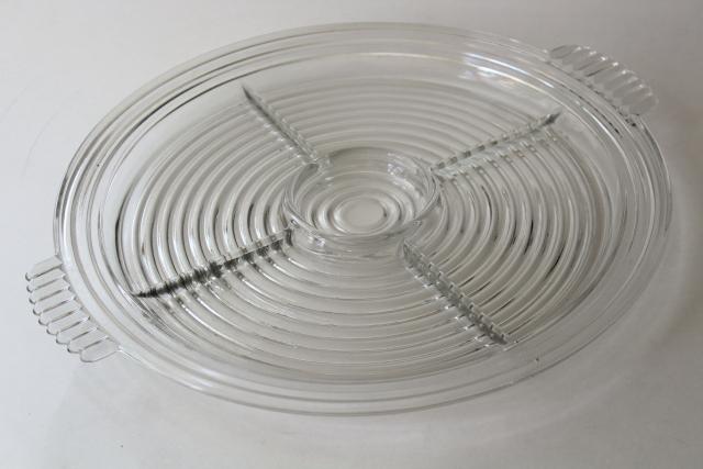 photo of BIG vintage glass serving tray, sandwich plate or relish Anchor Hocking Manhattan #2