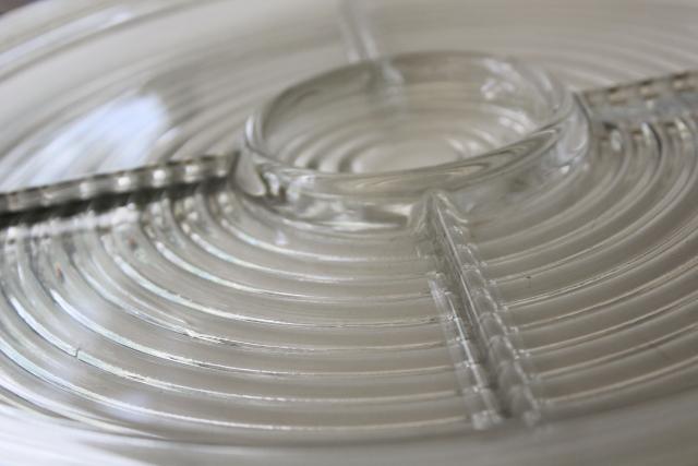 photo of BIG vintage glass serving tray, sandwich plate or relish Anchor Hocking Manhattan #3