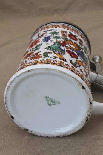 photo of BMF biersiedel beer stein w/ pewter cover, folk art couple in German costume #11