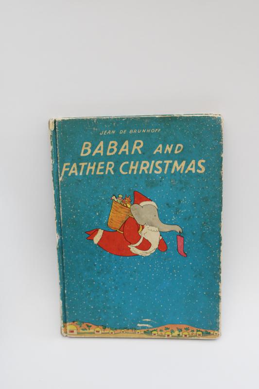 photo of Babar and Father Christmas dated 1940 Jean de Brunhoff Babar the elephant #1