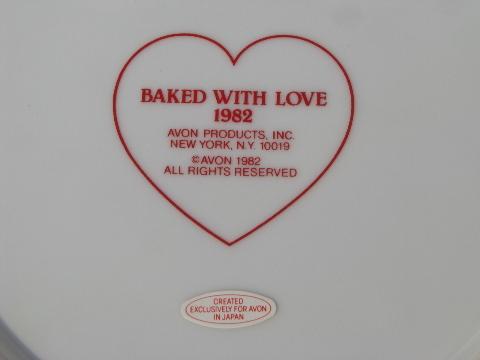 photo of Baked With Love motto china plate for cake or cookies, vintage Japan #2