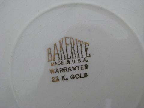 Bakerite - Harker pottery, vintage 1940s china cake plate plateau, pink ...