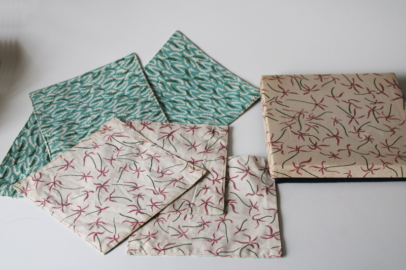 photo of Bali handcrafted print cotton fabric table mat coasters in box  #1