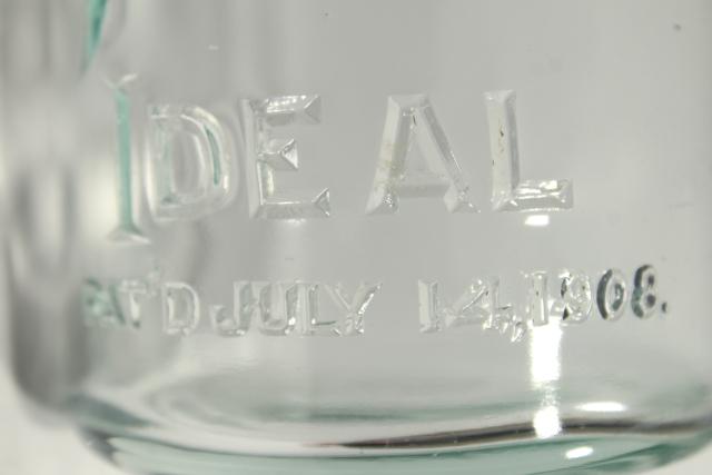 photo of Ball Ideal Mason jar w/ 1908 patent date, antique vintage bail glass lid canning jar #2