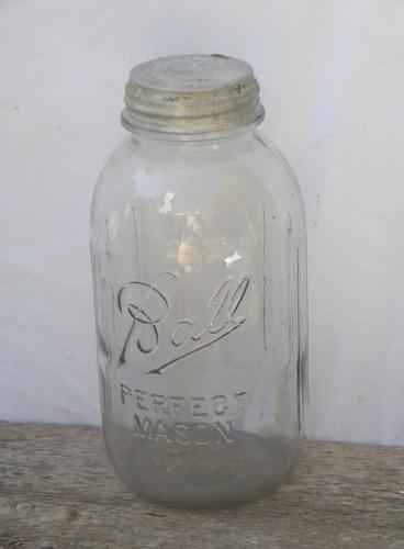 photo of Ball Perfect Mason 2 quart storage jar, hoosier vintage kitchen canister #1