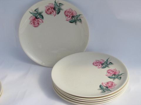 photo of Ballerina Rose vintage Universal pottery dishes, floral china plates #1