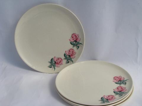 photo of Ballerina Rose vintage Universal pottery dishes, floral china plates #1