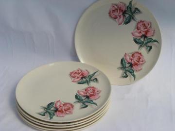 catalog photo of Ballerina Rose vintage Universal pottery dishes, floral china plates