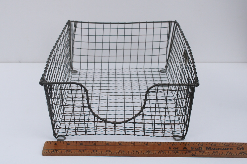 photo of Bar Bee metal tag vintage industrial crimped wire desk papers basket  #4