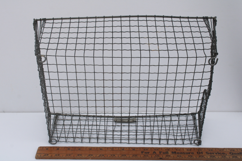 photo of Bar Bee metal tag vintage industrial crimped wire desk papers basket  #5