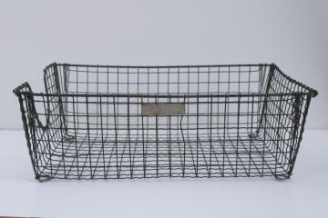 Bar Bee metal tag vintage industrial crimped wire desk papers basket 