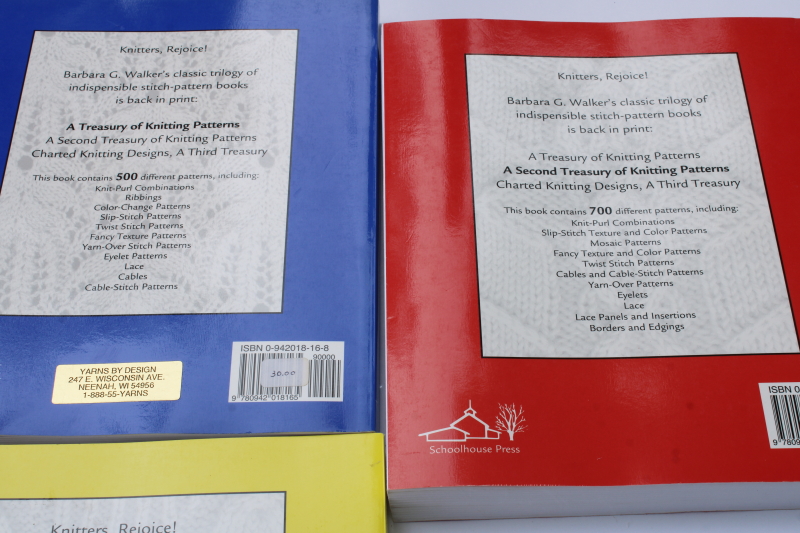 photo of Barbara Walker treasury of knitting patterns three books charted designs, cables, knitting lace etc  #5