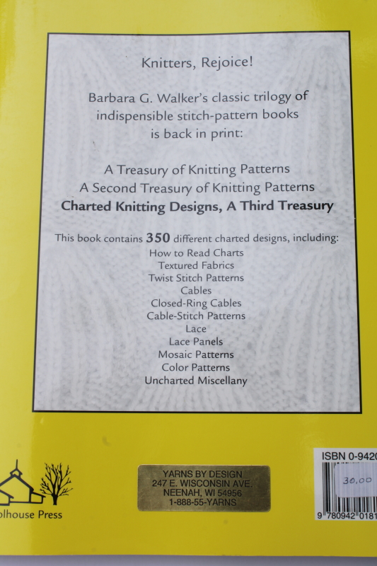 photo of Barbara Walker treasury of knitting patterns three books charted designs, cables, knitting lace etc  #6