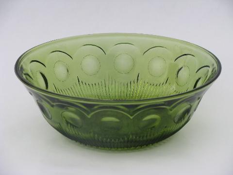 photo of Bartlett-Collins vintage Manhattan EAPG pattern green glass salad bowl #1