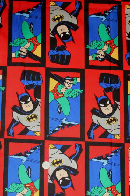 photo of Batman & Robin print fabric, 90s vintage DC Comics licensed material #1