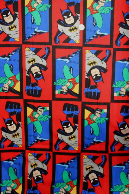 photo of Batman & Robin print fabric, 90s vintage DC Comics licensed material #2