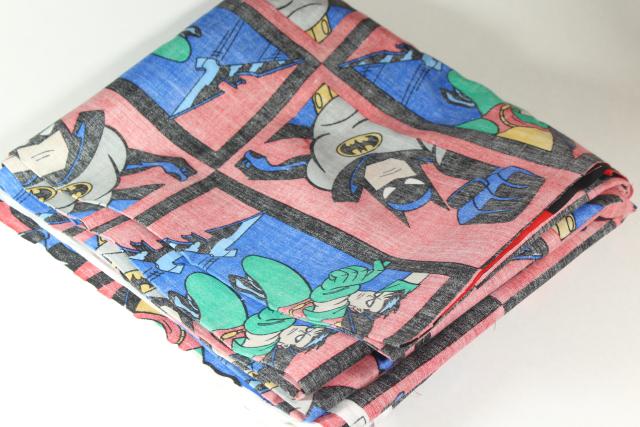 photo of Batman & Robin print fabric, 90s vintage DC Comics licensed material #6