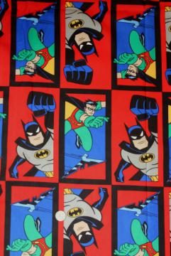 catalog photo of Batman & Robin print fabric, 90s vintage DC Comics licensed material