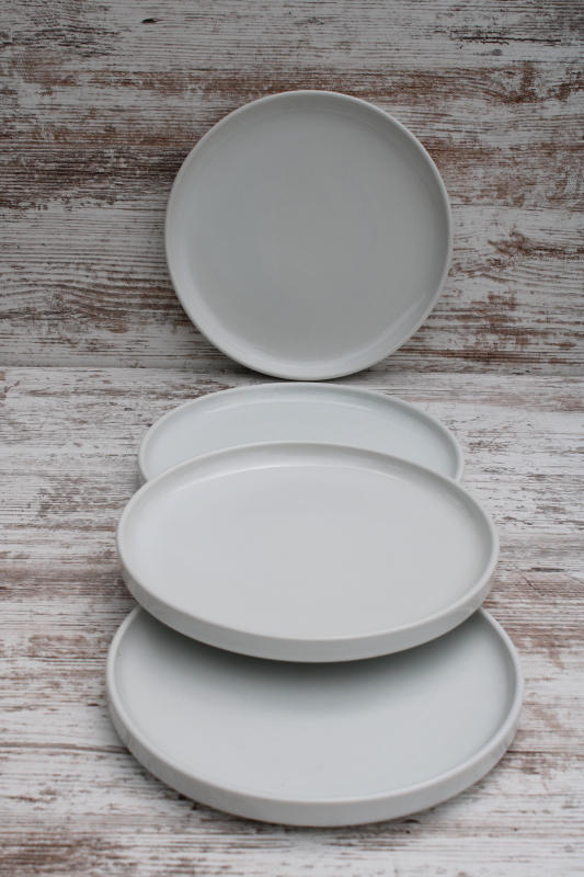 photo of Bauhaus vintage Trend Pacific Japan all white dinnerware, minimalist mod stackable salad plates  #2