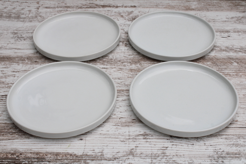 photo of Bauhaus vintage Trend Pacific Japan all white dinnerware, minimalist mod stackable salad plates  #3