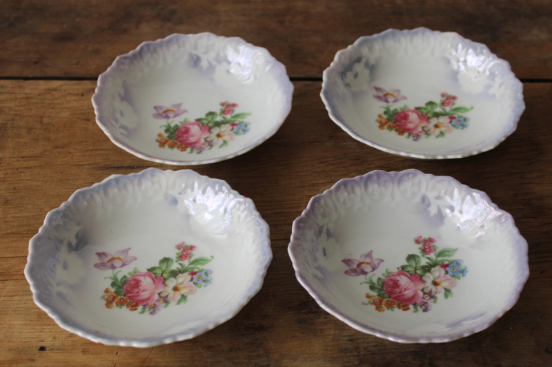 photo of Bavaria antique floral china lavender blue luster, tiny fruit bowls or dessert dishes early 1900s  #3