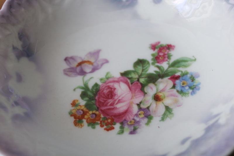 photo of Bavaria antique floral china lavender blue luster, tiny fruit bowls or dessert dishes early 1900s  #7