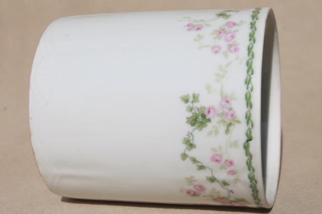 photo of Bavaria china canister jar for sweetened condensed milk, antique pink roses porcelain #5