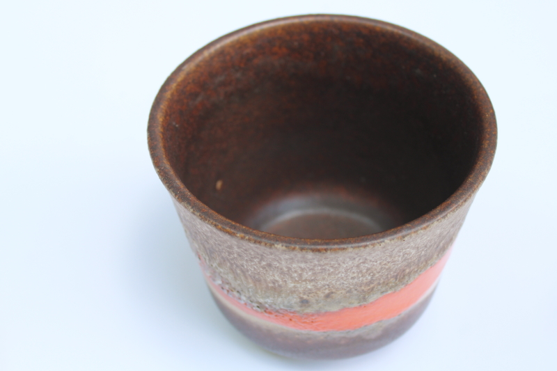 photo of Bay Keramik fat lava glaze ceramic planter pot orange & browns 70s vintage W Germany  #2