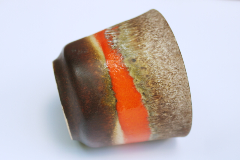 photo of Bay Keramik fat lava glaze ceramic planter pot orange & browns 70s vintage W Germany  #4