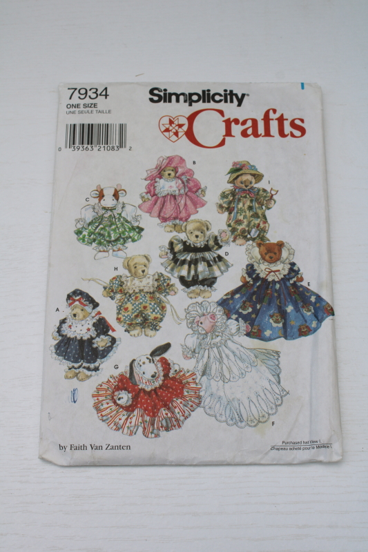 photo of Beanie Babies doll clothes 90s vintage Simplicity sewing pattern, retro dresses, beanbag animals wardrobe #1