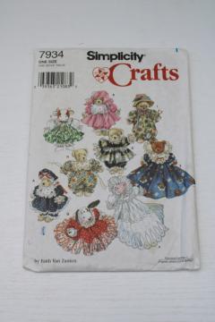 Beanie Babies doll clothes 90s vintage Simplicity sewing pattern, retro dresses, beanbag animals wardrobe 