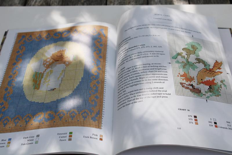 photo of Beatrix Potter needlepoint book, charted needlework patterns in color vintage out of print #4