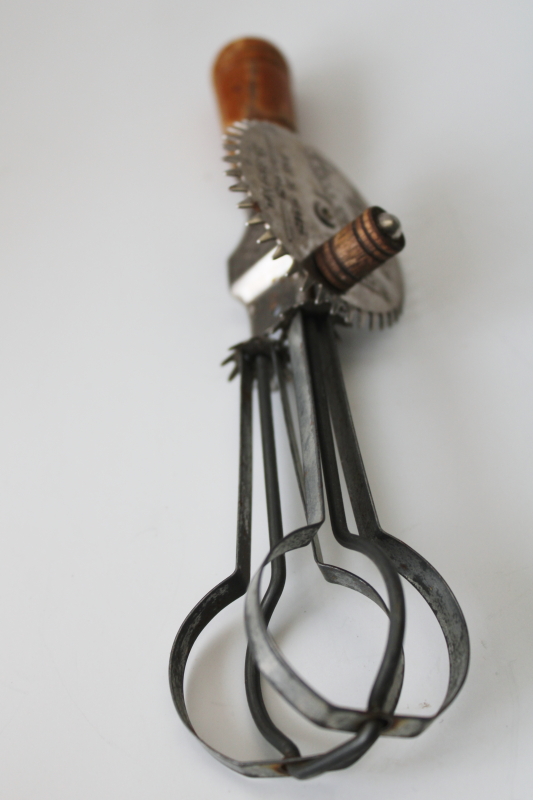 photo of Beats Anything miniature rotary eggbeater vintage A & J working child's size kitchen tool  #5