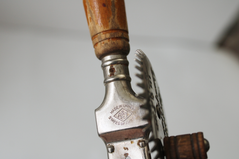 photo of Beats Anything miniature rotary eggbeater vintage A & J working child's size kitchen tool  #6