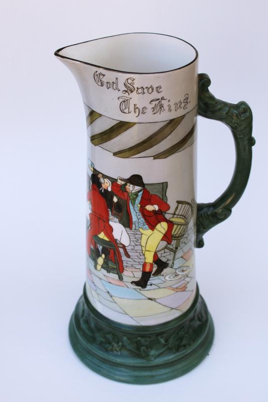 photo of Belleek Willets antique hand painted china tankard pitcher God Save The King #1