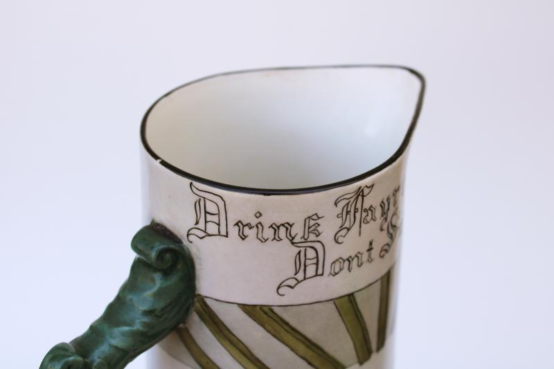 photo of Belleek Willets antique hand painted china tankard pitcher God Save The King #3