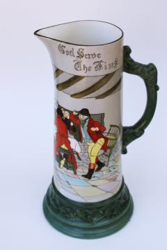 catalog photo of Belleek Willets antique hand painted china tankard pitcher God Save The King