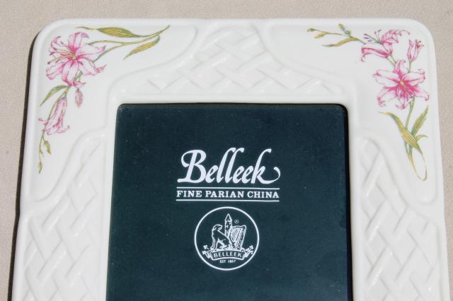 photo of Belleek parian china 5 x 7 picture / photo frame Country Trellis lily floral #3