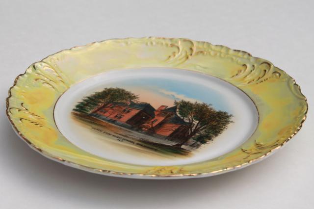 photo of Belvidere Illinois antique china souvenir plate, old high school architectural landmark #4