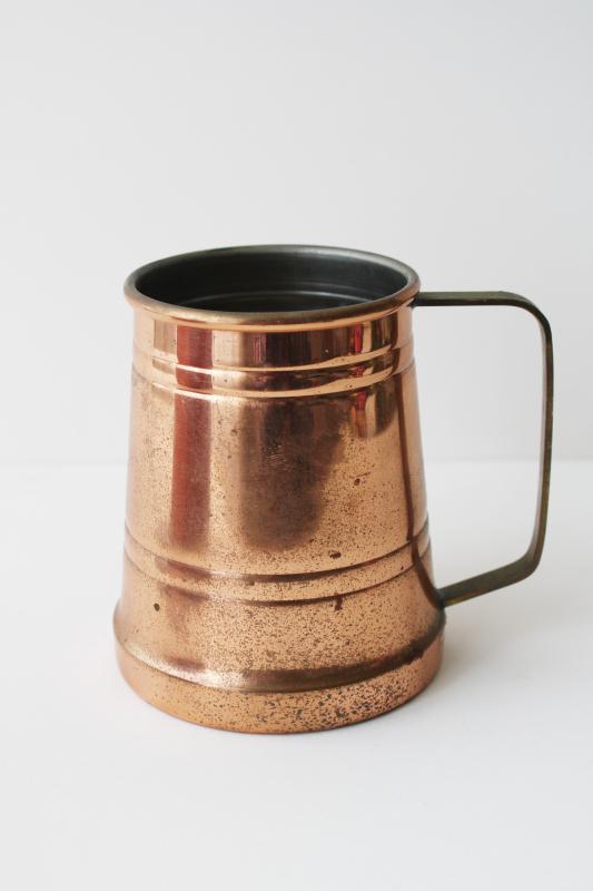 photo of Benjamin & Medwin copper Moscow mule mug w/ brass handle, vintage barware #1