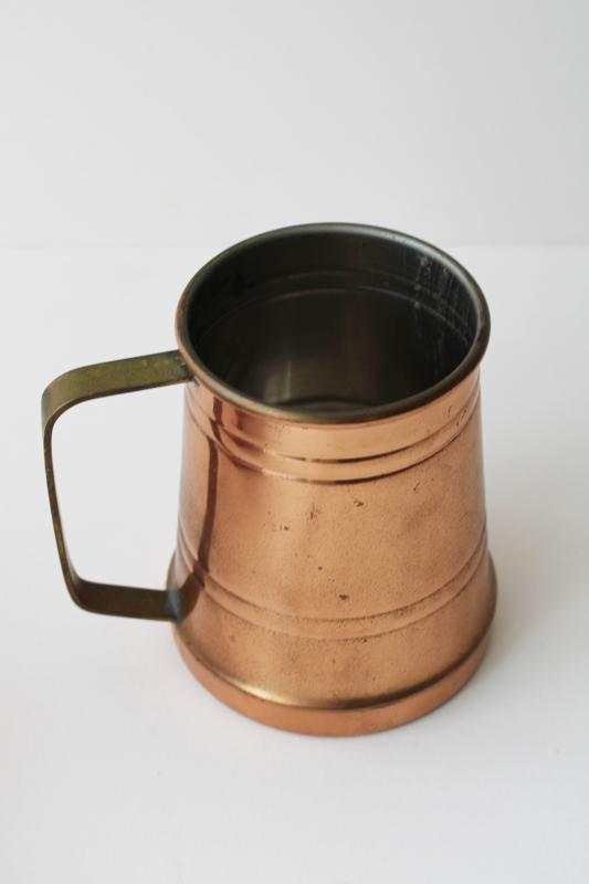 photo of Benjamin & Medwin copper Moscow mule mug w/ brass handle, vintage barware #6