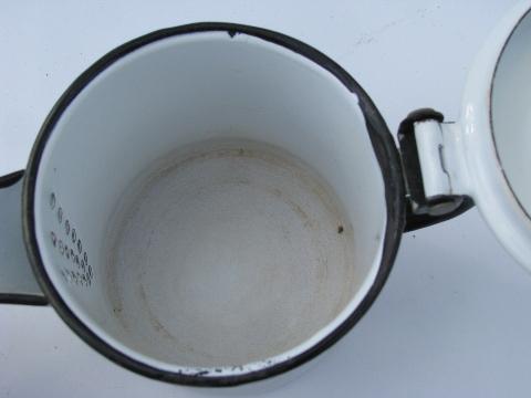 photo of Berggren rosemaled design vintage enamel 2 cup pot w/ coffee motto #3