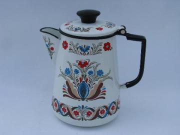 catalog photo of Berggren rosemaled design vintage enamel coffee pot