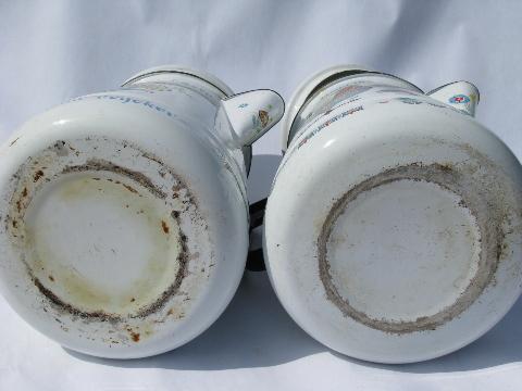 photo of Berggren rosemaled design vintage enamel coffee pots, one Swedish, one English #4