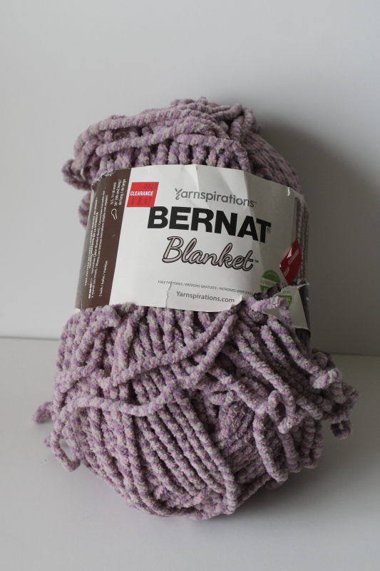 photo of Bernat Blanket chunky chenille yarn, big ball 300 grams soft lavender purple twist Yarnspirations Joanns  #1